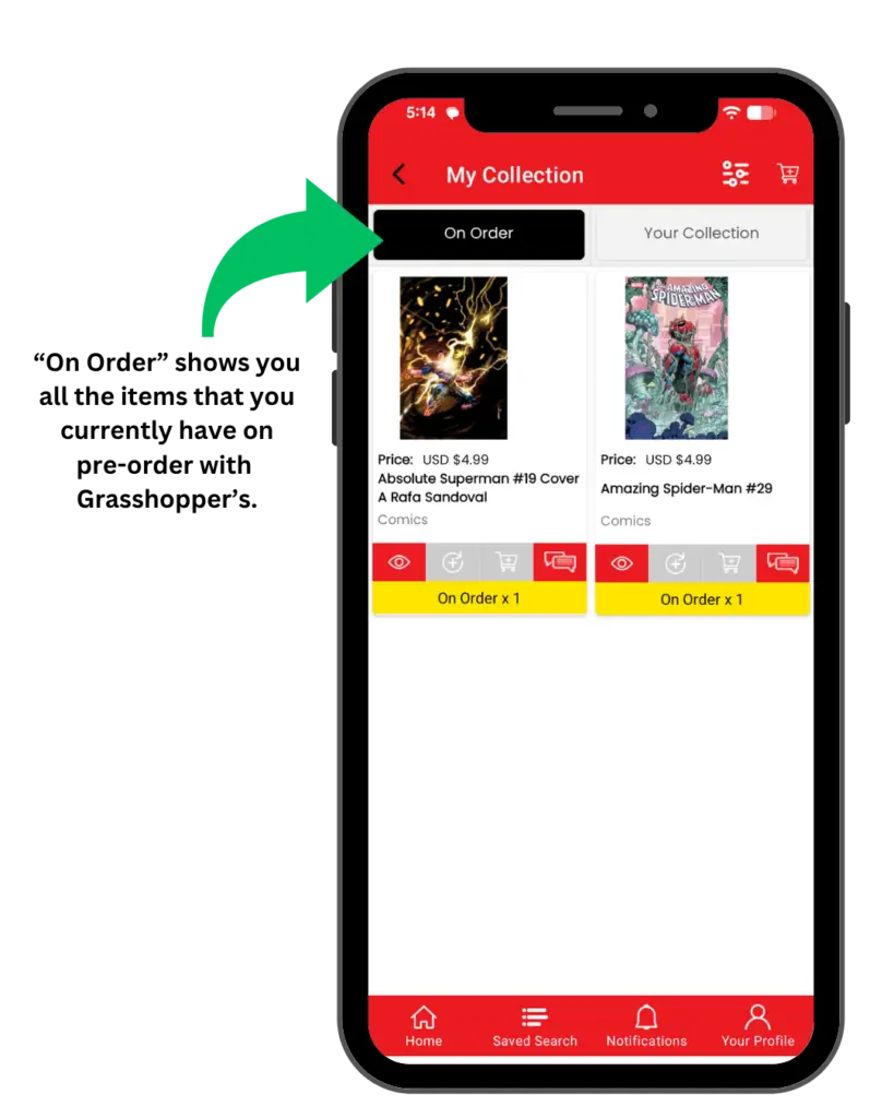ComicHub App On Order Section