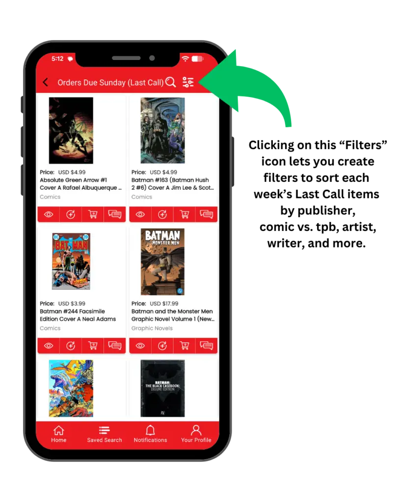 ComicHub App Filters
