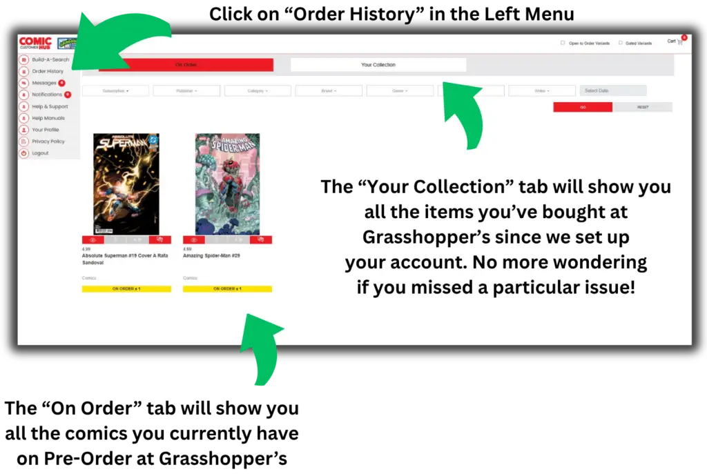 ComicHub Order History